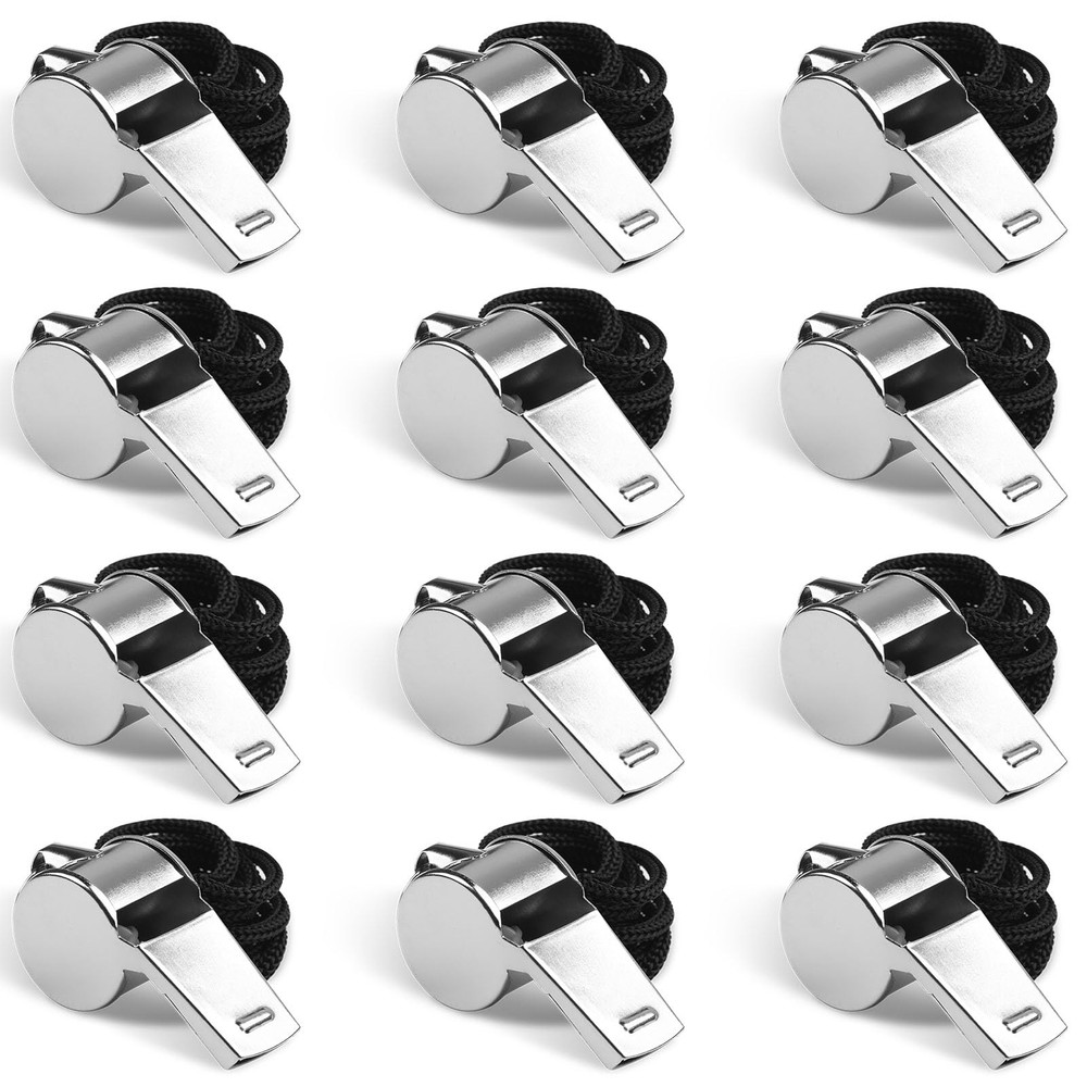 Whistle, 12PCS Sports Whistle with Lanyard, Very Loud Stainless Steel Whistle…