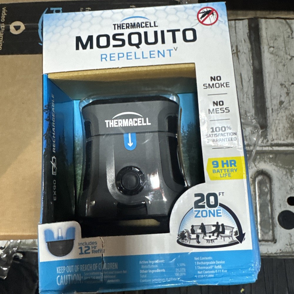 ThermaCELL EX90 GREY RECHARGEABLE MOSQUITO REPELLENT 20′ ZONE W 12 HR