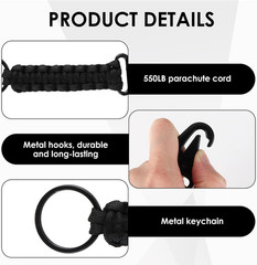 2 Pcs Tactical Paracord Lanyard for ID Badges and Keys, Heavy Duty 550 Paracord