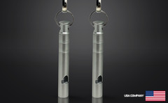 Titanium Whistle with Lanyard Emergency Safety, Titanium Gray, Set of 2, Weather