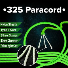 Paracord Planet 325 Paracord – 3 mm Type II Nylon Parachute Cord with 3 Inner…