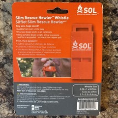 S.O.L. Survive Outdoors Longer Slim Rescue Howler Whistle (2-Count), Orange, …