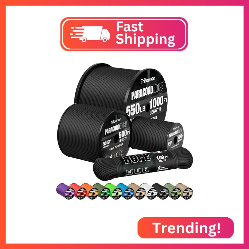Paracord Rope 550 lb – 100ft 5/32″ Parachute Cord 4MM 7-Strand para Cord – Heavy