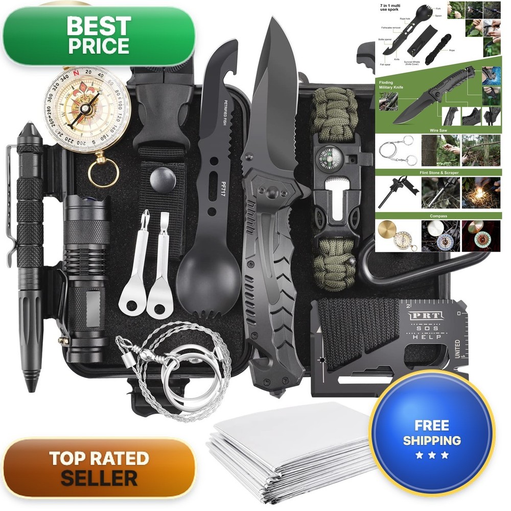 Verifygear Survival Kits 17 In 1, Emergency Survival Gear And Equipment, Cool