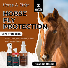Zone Protects Horse & Rider Fly Insect, Picaridin Insect Repellent; 32oz Bundle