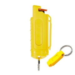 Police Magnum pepper spray .50oz yellow molded keychain QR defense protection