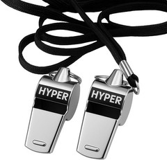 HyperSteel Stainless Steel Sports Whistles (2 Pack) with Lanyards – Super Loud –