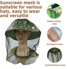 Outdoor Mosquito Head Net for Hat – Extra Large & Fine Mesh (620 Holes per Inch)