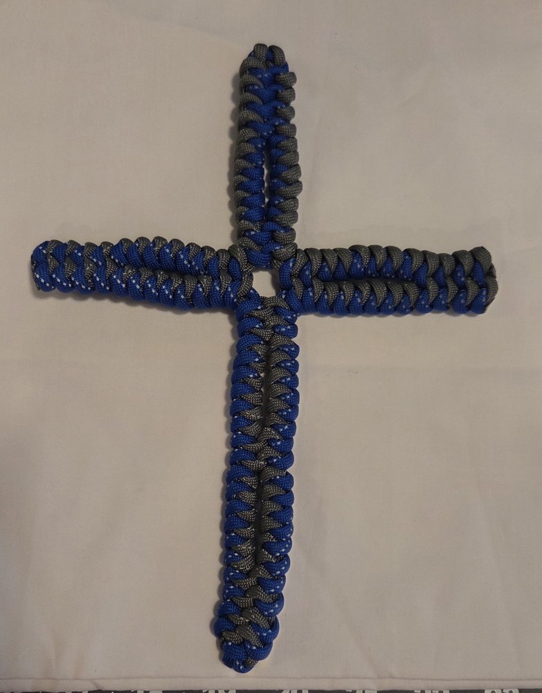 Handmade Cross 550 Paracord XL Blue And Gray
