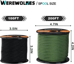 650lb Paracord/Parachute Cord – 9 Strand Paracord Rope – 100′, 200′ Spools of…