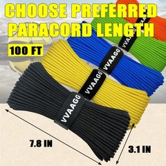 VVAAGG 1000 Black Paracord Rope 100FT Utility Nylon Heavy Duty 12 Strand Parachu