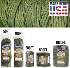 750 Paracord Rope Nylon Parachute Cord, Made in USA Survival Kit, Outdoor Advent