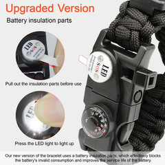 20 in 1 Survival Paracord Bracelet Adjustable Gear Kit with SOS LED Light, Fire