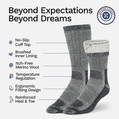 Buttons & Pleats Wool Socks for Men Women Merino Large-X-Large, Charcoal