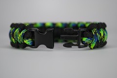550 Paracord Survival Bracelet Cobra Black/Aquatica «Made in the USA»
