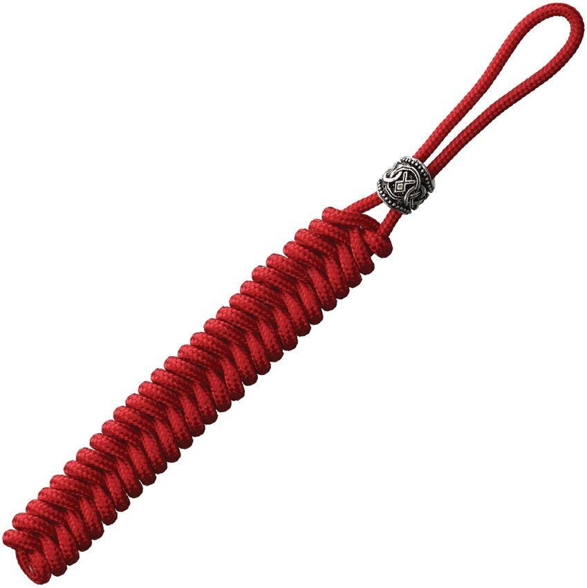 Coeburn Tool Lanyard With Viking-Inspired Bead Red Braided Paracord Construction