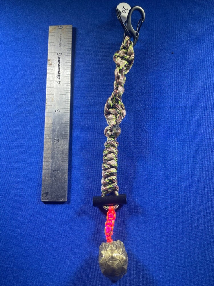 paracord keychain. bag, purse, backpack, jacket zipper pull. Brass Turtle. B27