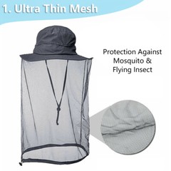 Mosquito Head Face Net Hat Bee Insect Bug Protection Hidden Mesh Fishing Sun Cap