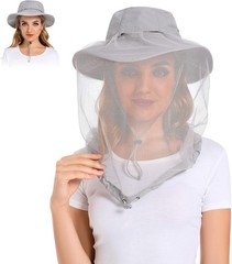 Mosquito Head Net Hat Bug Cap UPF 50 Sun Protection W/ Hidden Netting Beekeeping
