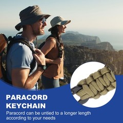 2Pcs Paracord Keychains, Paracord Keychain with USA Flag, Khaki
