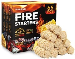 Natural Fire Starters 65 Count Long Burn Time For Charcoal Works in Wind