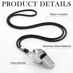 150 Pcs Stainless Steel Referee Whistles Bulk with Lanyard & Clip, Individual…