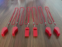 20 Pcs Plastic Loud Whistles with Lanyard for Referee Coaches Basketball Footbal