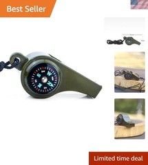3-in-1 Military Survival Whistle: Whistle, Compass & Thermometer for Adventures