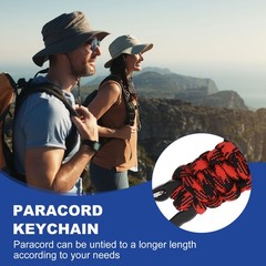2Pcs Paracord Keychains, Paracord Keychain with USA Flag, Red Black Camouflage