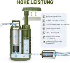 Water Filter Outdoor Survival Portable with Pump for Camping Hiking Trekking …