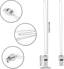 2pcs Bling Whistle, Metal Crystal Rhinestone Whistles Loud Crisp Sound Sports…