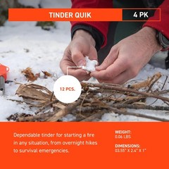 S.O.L. Survive Outdoors Longer Tinder-Quik Fire Starter 12 Count (Pack of 4)