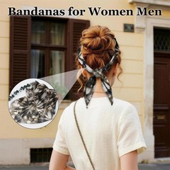 Qutdiuzy 22″ Bandanas for Women Girls, Men Head Standard, White Black Coffee