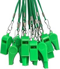 20 Pcs Plastic Loud Whistles with Lanyard for Referee Coaches Basketball Footbal