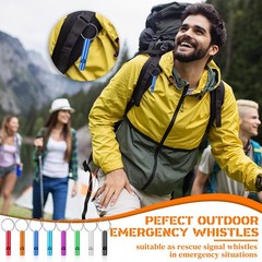 200 Pcs 200/300 Pcs Emergency Whistles with Keychains Aluminum Extra Loud