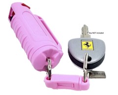 Police Magnum .50oz pepper spray 2 pink molded keychain 2 QR defense protection