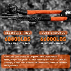 Large Synthetic Soft Shackle 1 Inch x 36 Inch Rope Shackle Recovery Kit (66000