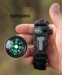 Outdoor Bracelet SOS Camping Survival Paracorde chargeable Whistle Gear Compass