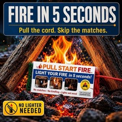 Pull String Fire Starter No Matches Required Lights Wet Wood Chimney Starter