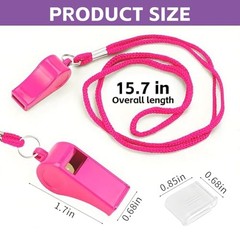 Whistle for Coaches – Pink Plastic Whistles, with Lanyard and Mouthpiece –