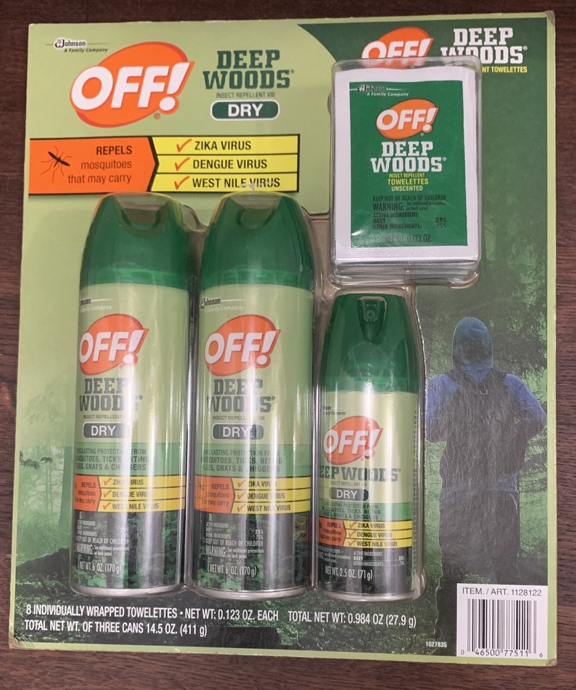 Off! Deep Woods Dry Insect Repellent – Bug Spray 3 Pack & 8 Towelettes