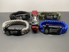 5 PK Paracord Bracelet, Survival Bracelet Tactical 5-in-1 Survival Band