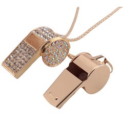 Whistle, Metal Crystal Rhinestone Whistle, Shining Whistle with Keychain2747
