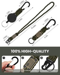 3Pcs Paracord Lanyard Set Retractable Keychain Badge Reel ID Key Holder