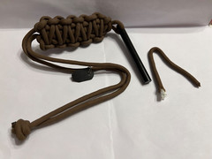 Fire starter mini survival 3″ 16 strand paracord king cobra braid coyote brown