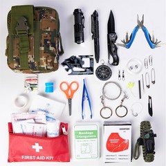 Survival Kit Emergency Supplies -67 Pcs, 14-in-1 Gear: Camo Green