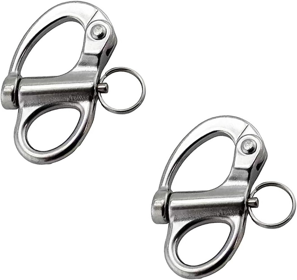 2 PCS Shackle Quick Release Clip Stainless Steel Marine 316 Snap Sailboat Boat