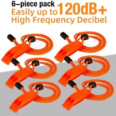 6 Pack Orange Rescue Whistle Waterproof Durable for Sports & Emergency