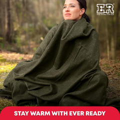 Olive Drab Green Warm Fire Retardant Wool Blanket, 66″ X 90″