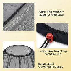 Mosquito Head Net, Bug Net for Head with Ultra-Fine Mesh, Bug Head Net Outdoo…